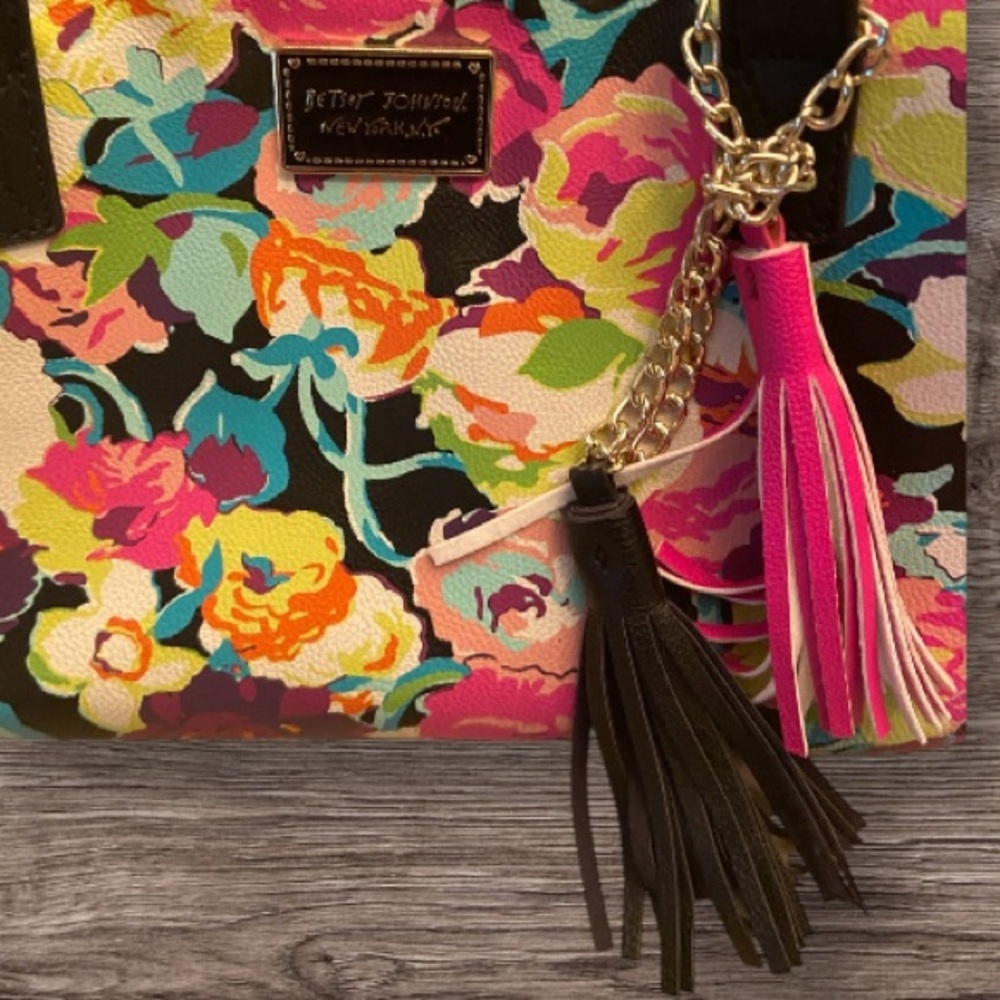 Betsey Johnson Floral Multicolor Crossbody Bag with Tassel Charm - Picture 2 of 10